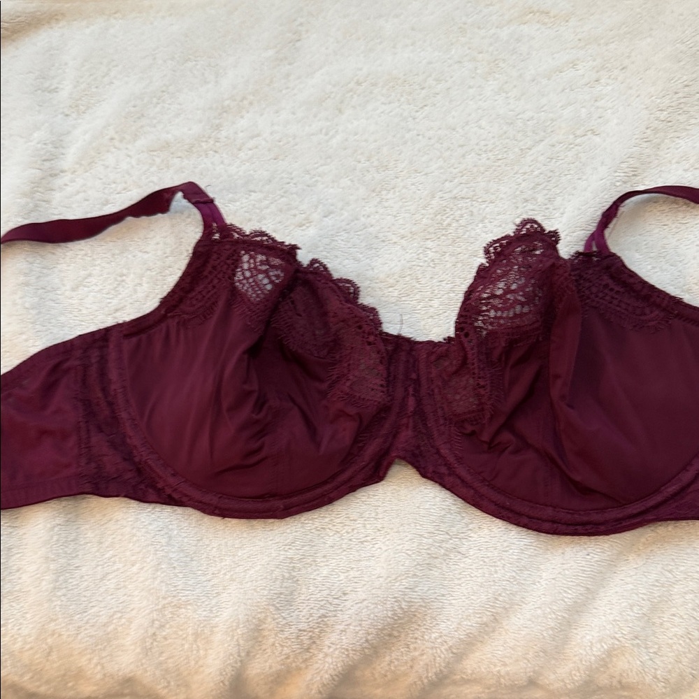 Victoria Beckham Lace Underwire Bra - Deep Burgundy